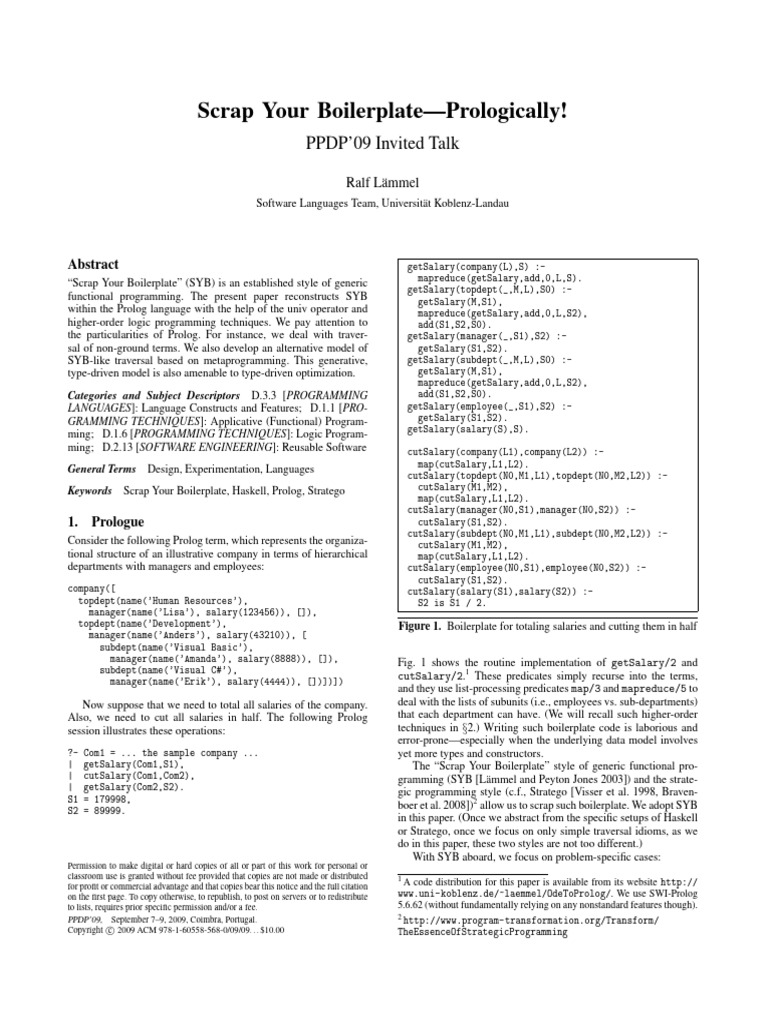 Scrap Your Boilerplate - Prologically! (Laemmel) | PDF | Clause ...