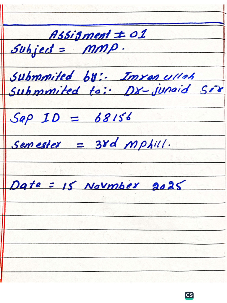 MMP Assignment No | PDF