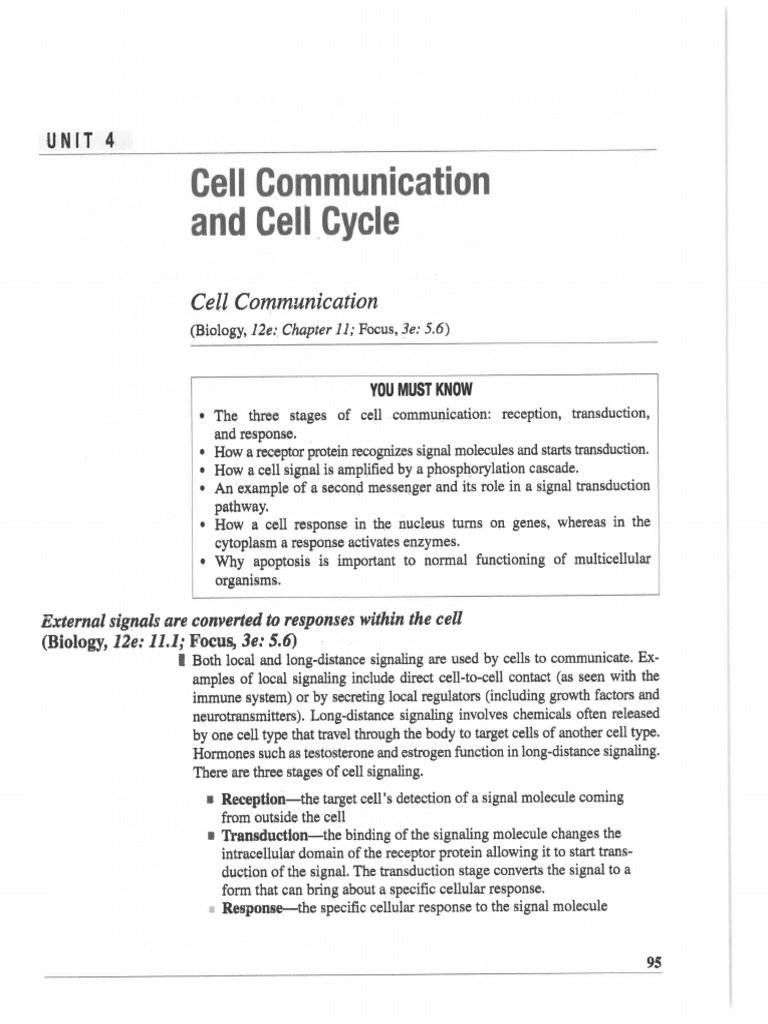 Unit 4 - Cell Communication Reading | PDF