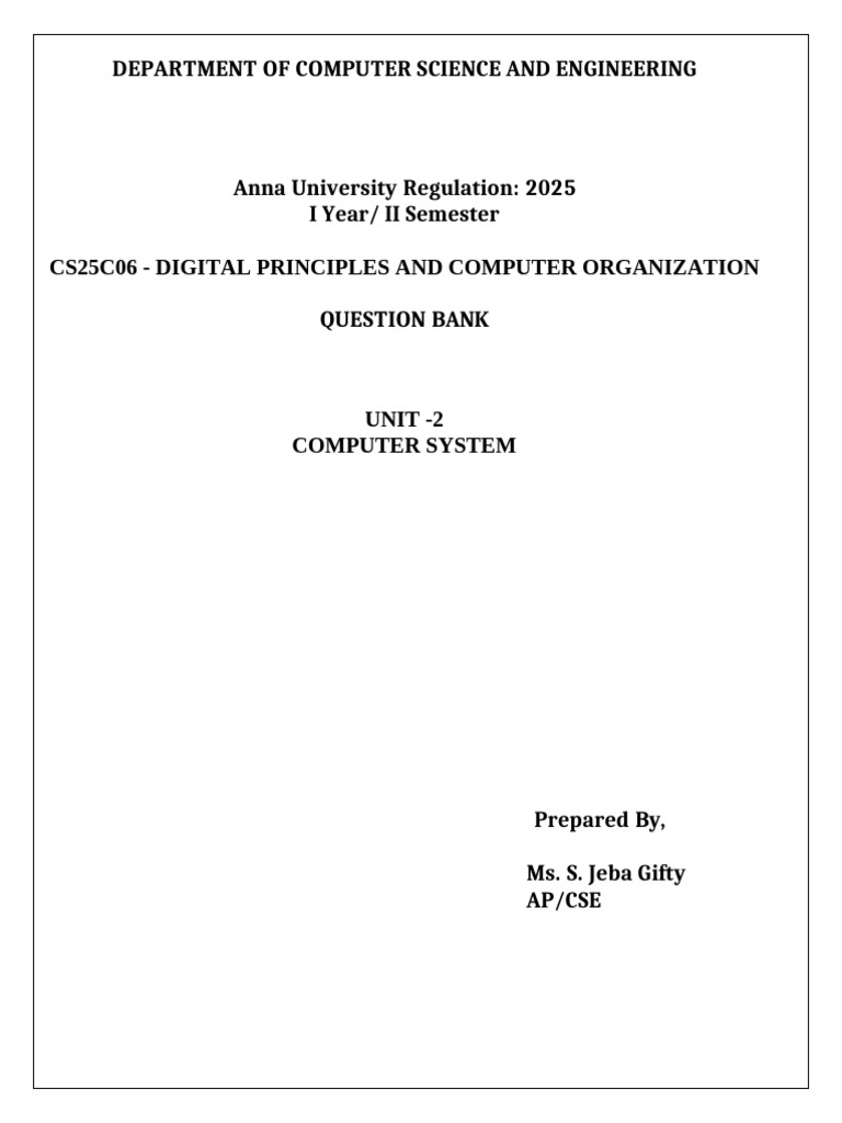 Important Questions With Answer - Unit 2 | PDF | Central Processing ...
