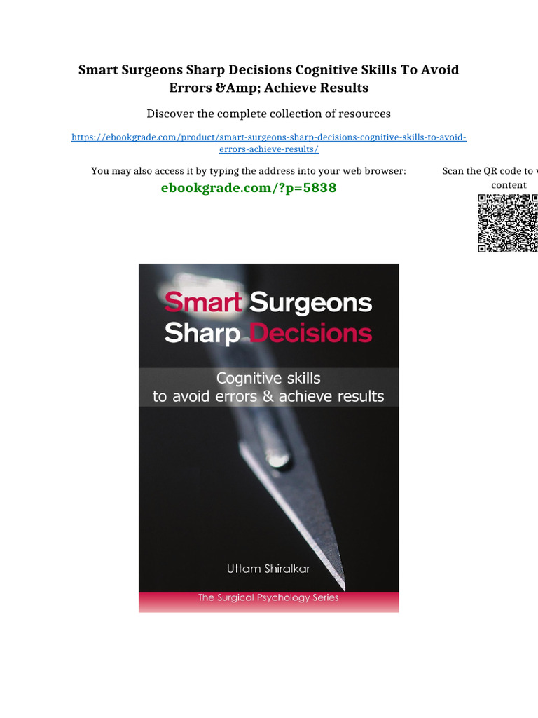 Smart Surgeons Sharp Decisions Cognitive skills to avoid errors ...