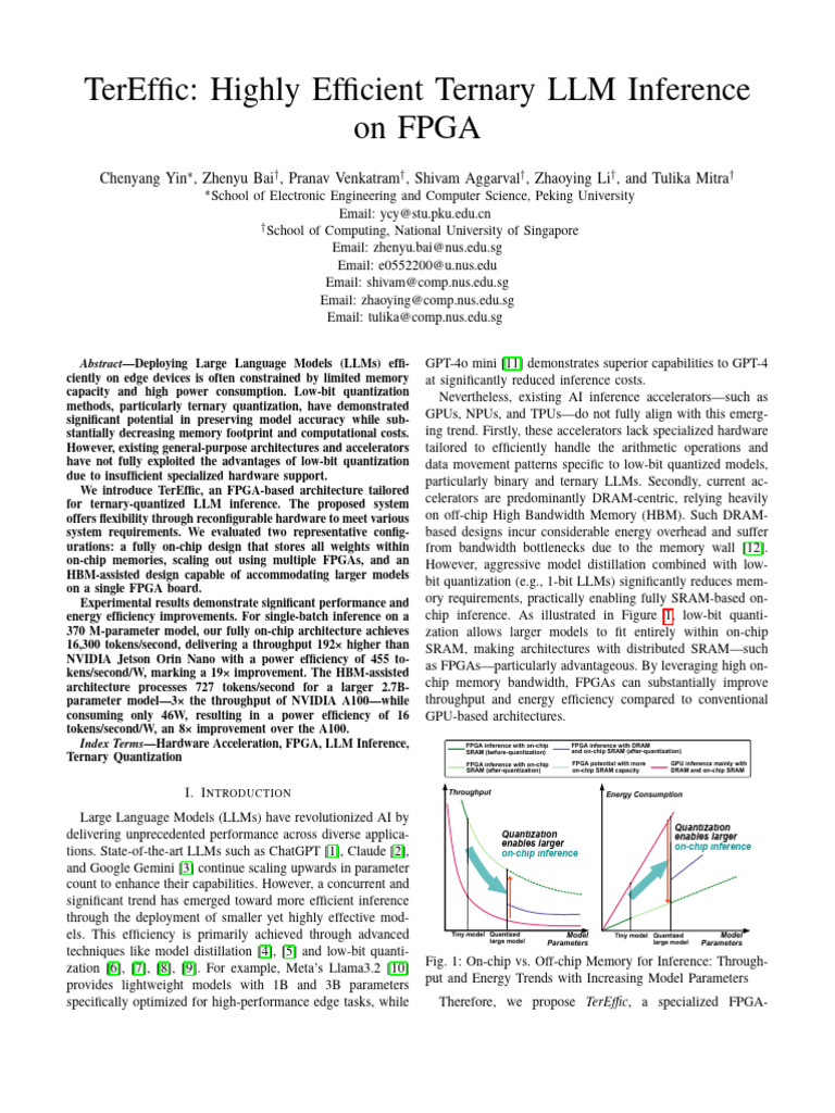 Tereffic: Highly Efficient Ternary LLM Inference On Fpga | PDF | Field ...