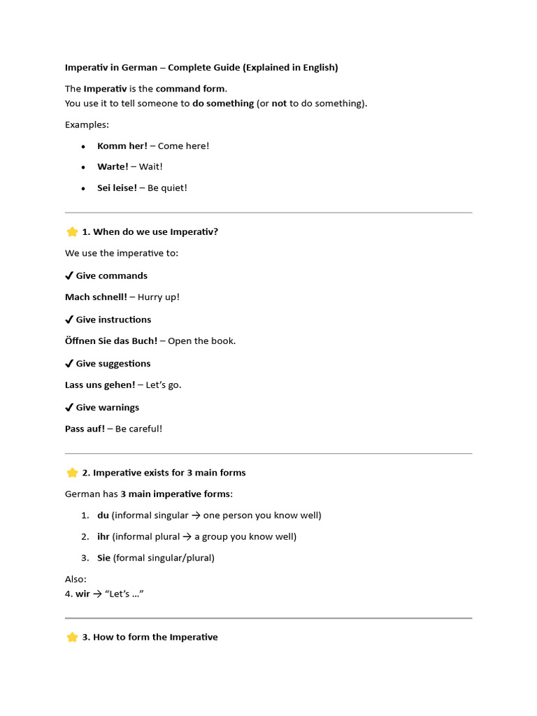 Imperativ in German | PDF