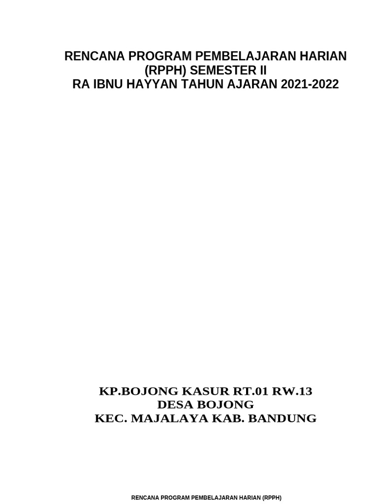 PPG RPPH Semester 2 2021-2022 | PDF