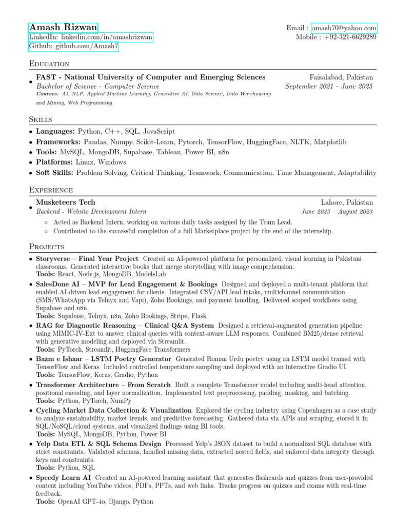Amash Resume | PDF | My Sql | Web Development