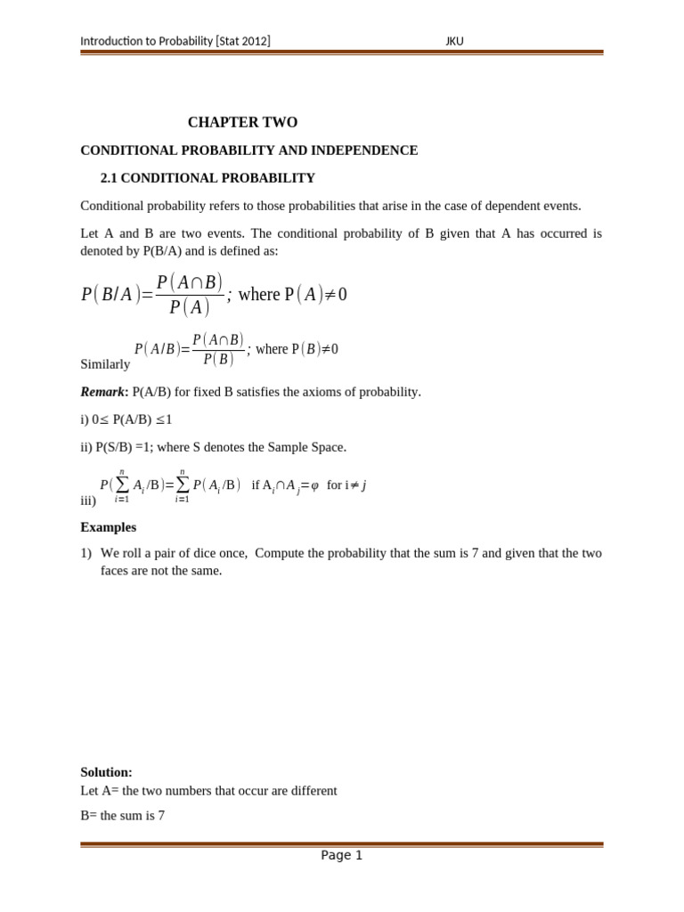 Chapter 2 Probablity | PDF | Probability | Mathematical Analysis