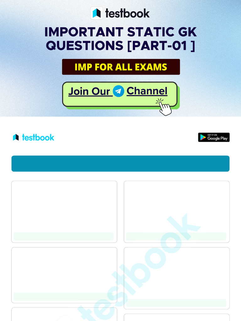 Static GK Important Questions Eng Part-01 | PDF