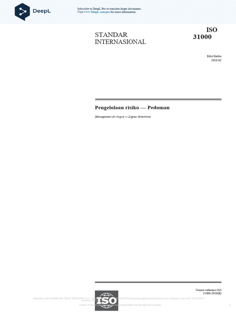 ISO 31000 2018 Risk Management Id | PDF