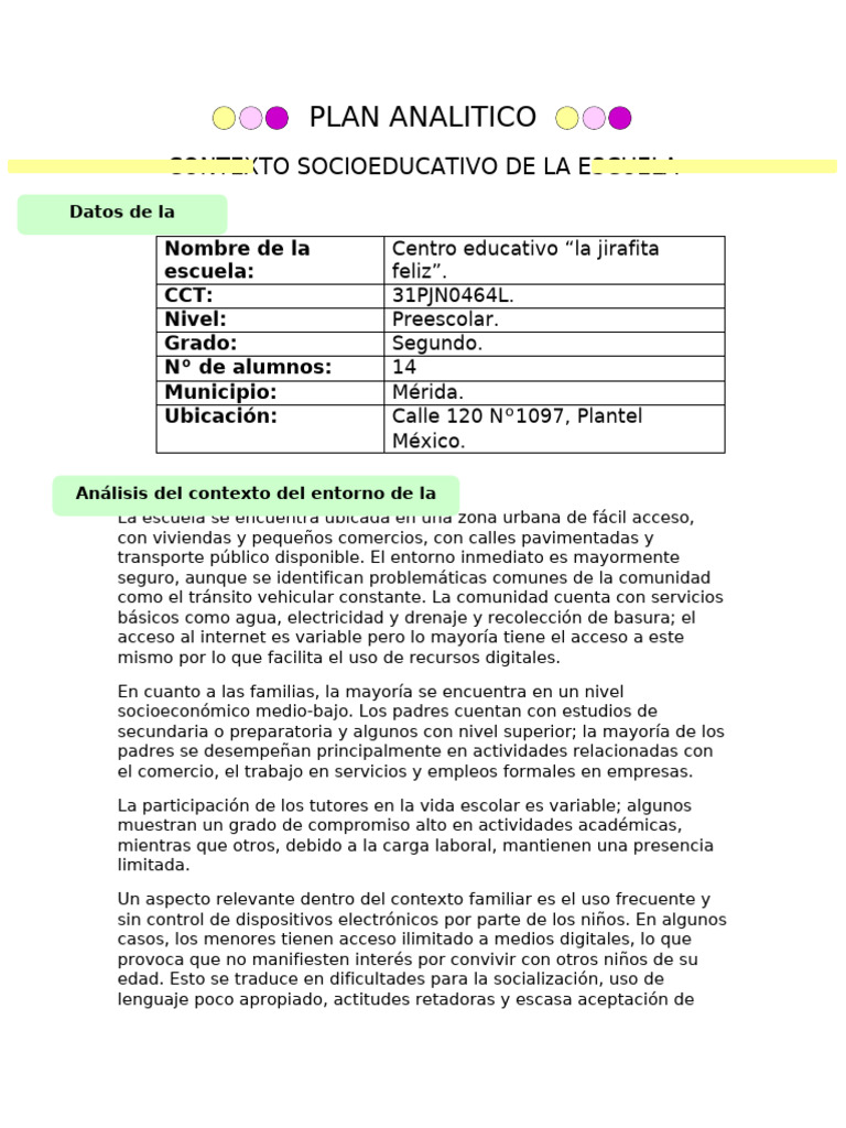 Plan Analitico Segundo Listo | PDF | Aprendizaje | Educación de la ...