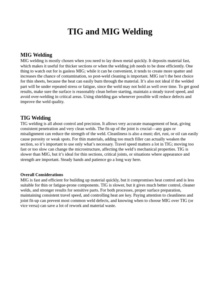 TIG and MIG Welding(Wasif Tahmid) | PDF