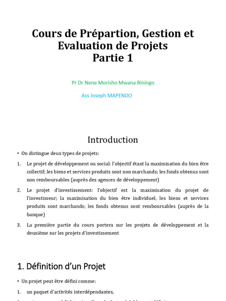 Cours de Gestion Des Projets 2021-2022. | PDF | Gestion de projet ...