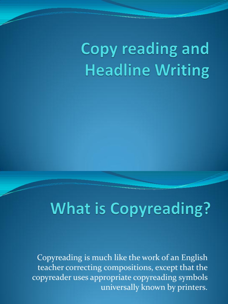 Copy Reading and Headline Writing Paragraph Typefaces