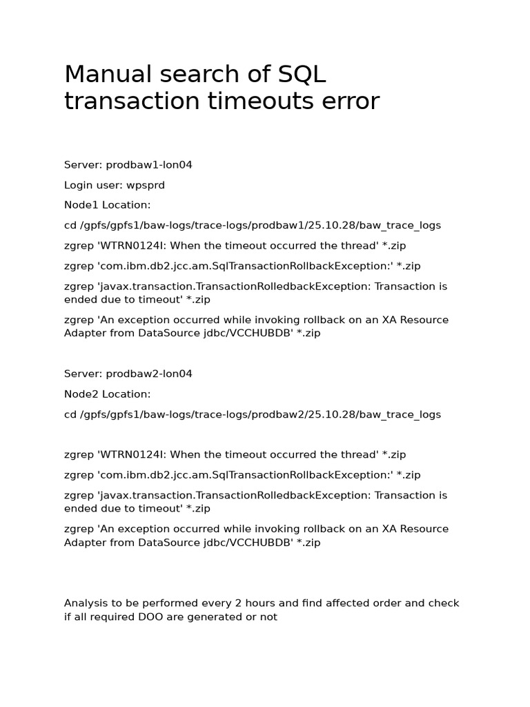 Manual Search of SQL Transaction Timeouts Error - Copy (2) | PDF