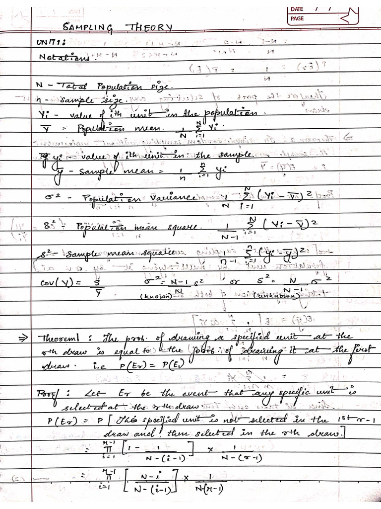 Unit 1 and 2 of Samlping Theory | PDF