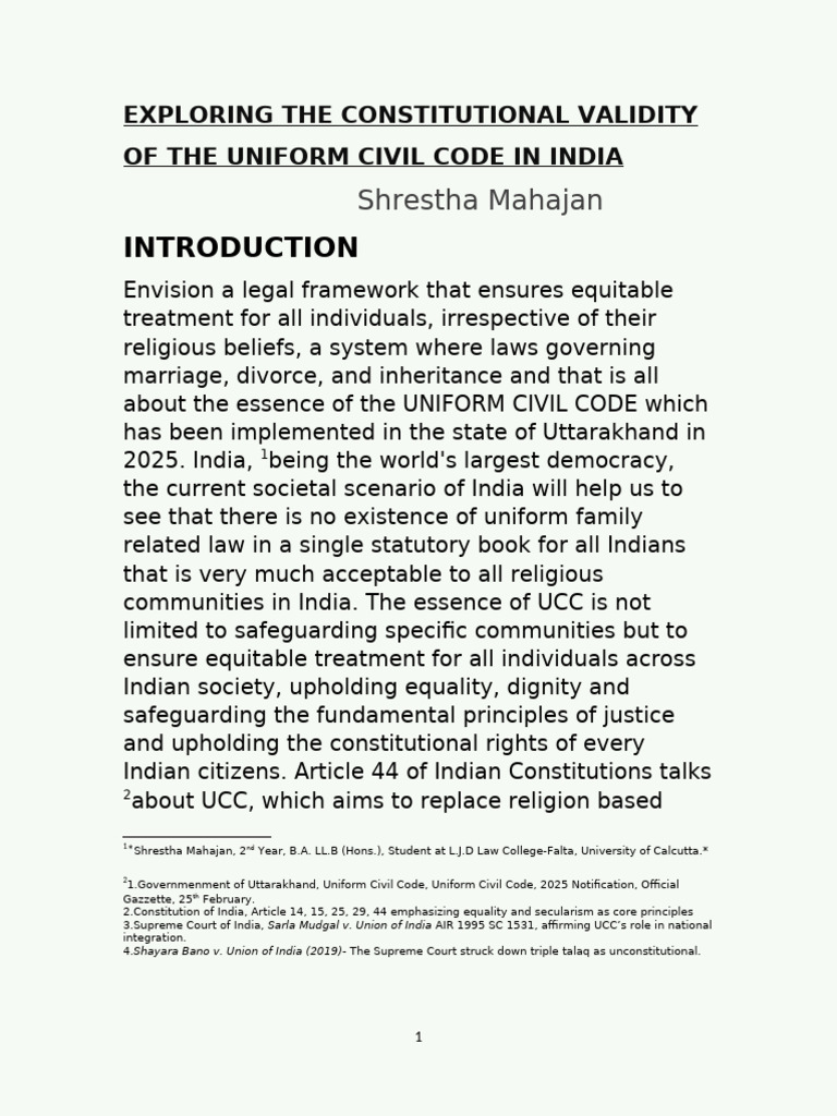 Article On Ucc (Part-2) | PDF | Justice | Crime & Violence