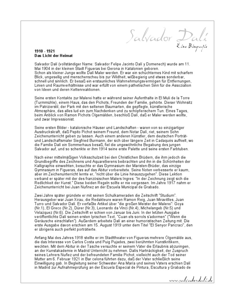 Salvador Dali Biographie Pdf