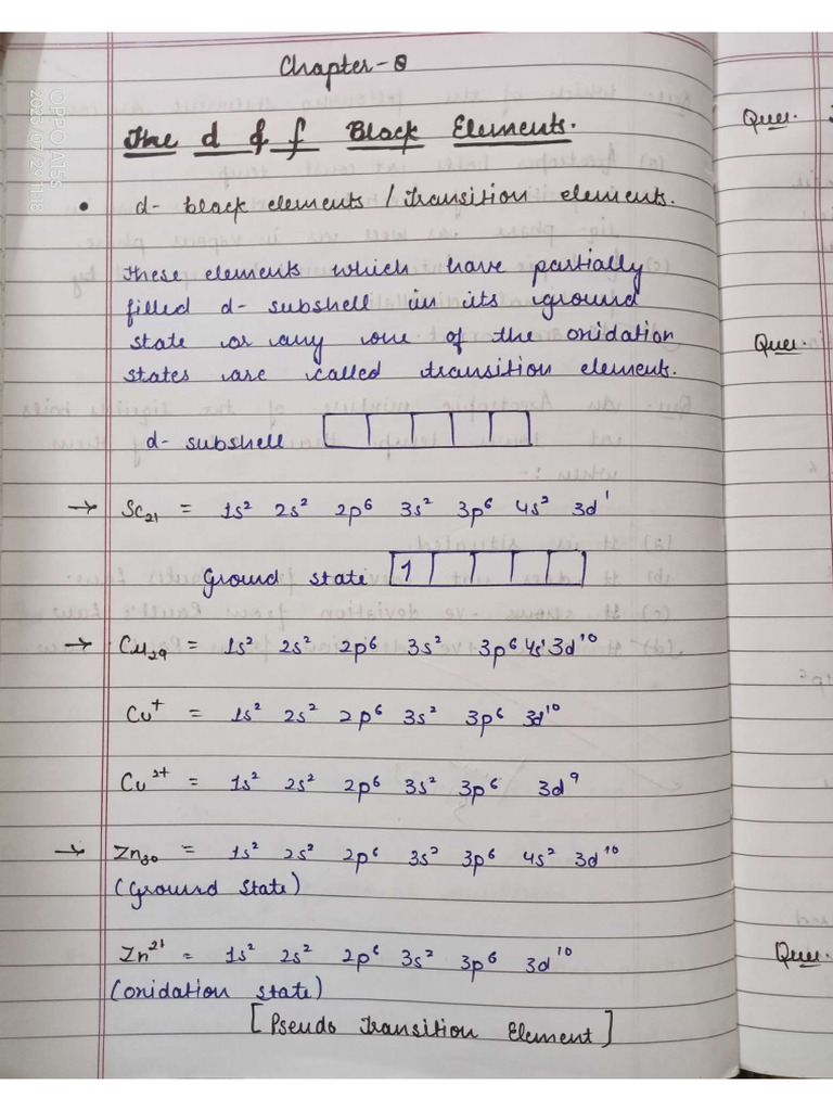 12th Chem. (D & F Blocks Elements) Notes | PDF