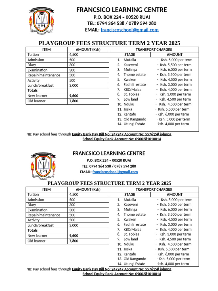 Fee Structure Term 2 2025 | PDF | Tuition Payments | Chess Theory