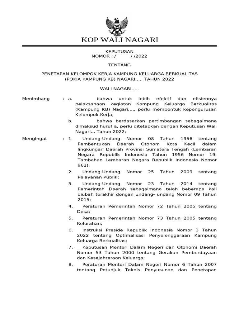Contoh SK Kampung KB | PDF