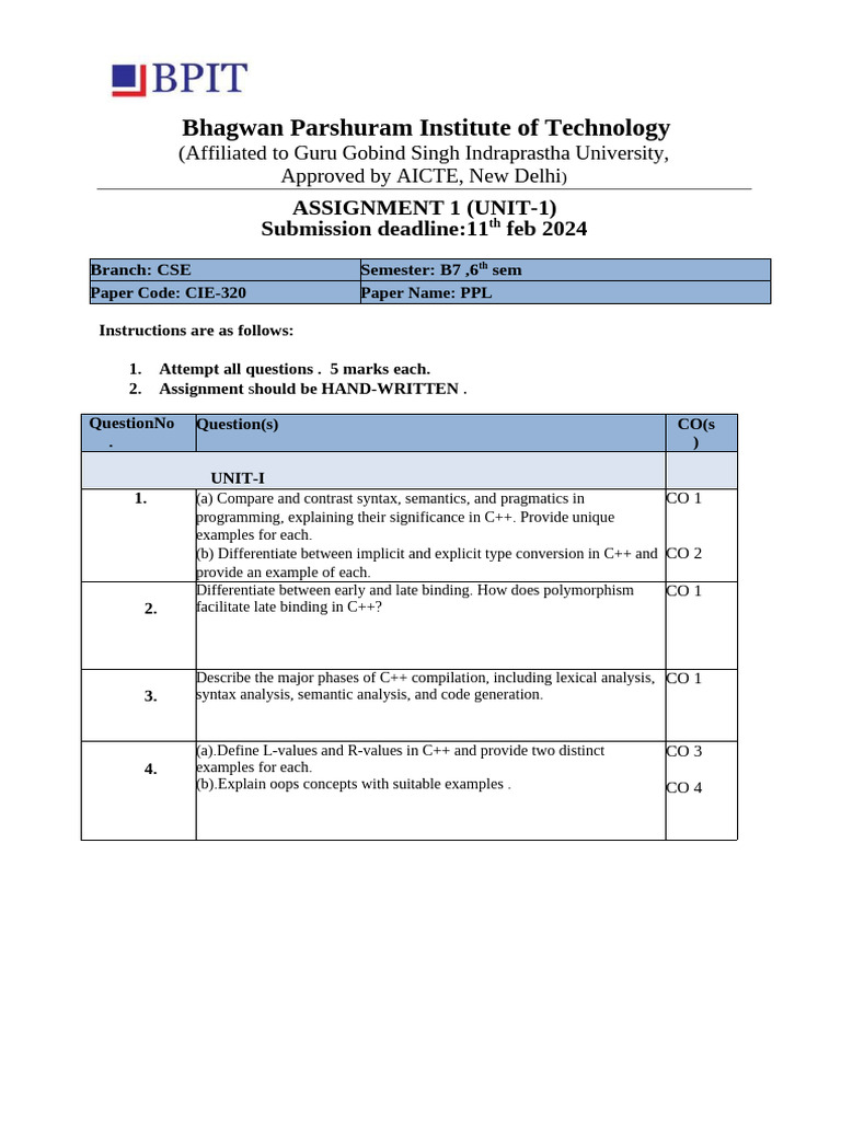 Assignment 1 PPL | PDF