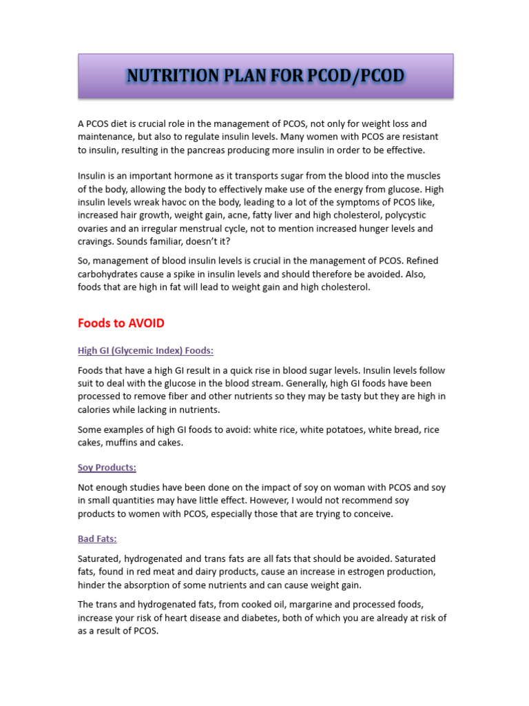 Nutrition Plan for PCOS PCOD | PDF | Polycystic Ovary Syndrome | Foods