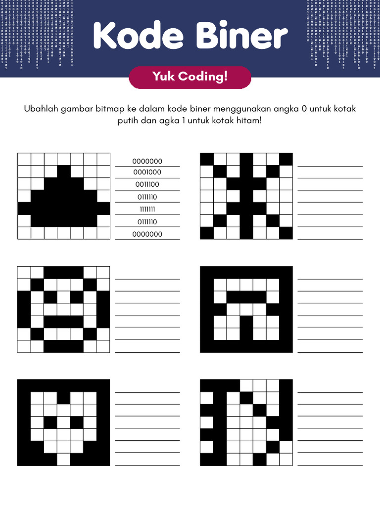 Kode Biner Yuk Coding Lembar Kerja Siswa Biru Dan Hitam Da Putih ...