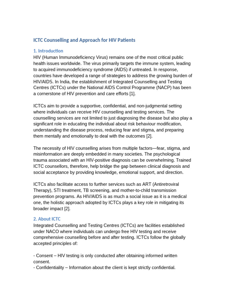 ICTC Counselling and Approach | PDF | Hiv/Aids | Hiv