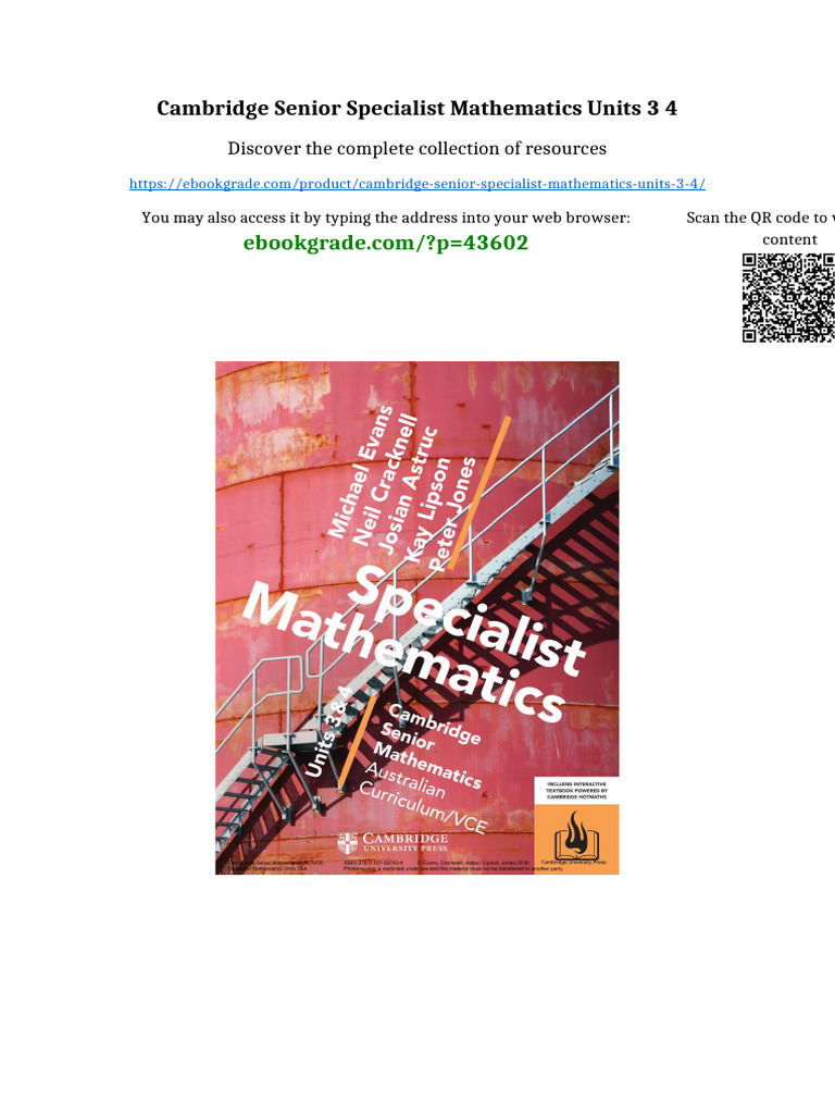 Cambridge senior Specialist Mathematics Units 3 4 Ready to Read | PDF ...