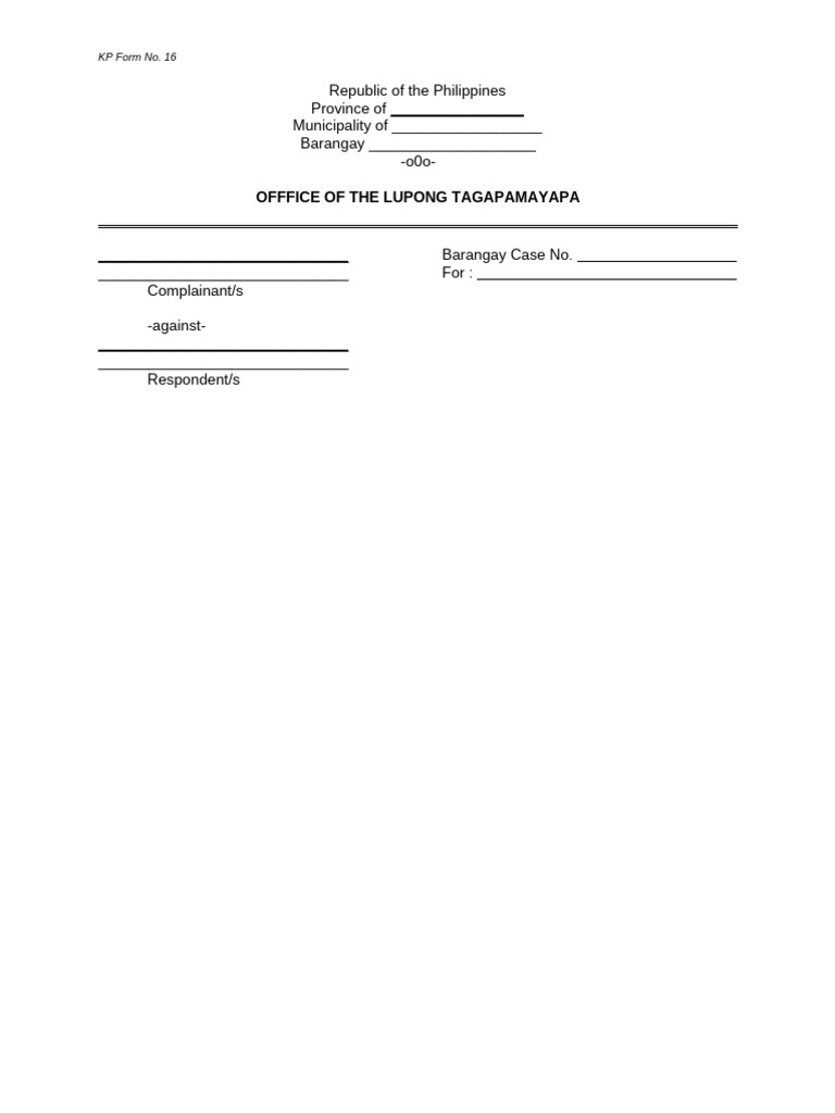 16 KP Form Amicable Settlement | PDF
