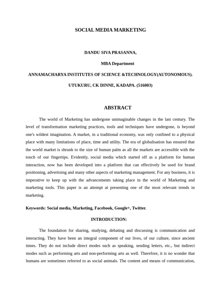 SOCIAL MEDIA MARKETING MBA PDF... | PDF | Social Media Marketing ...