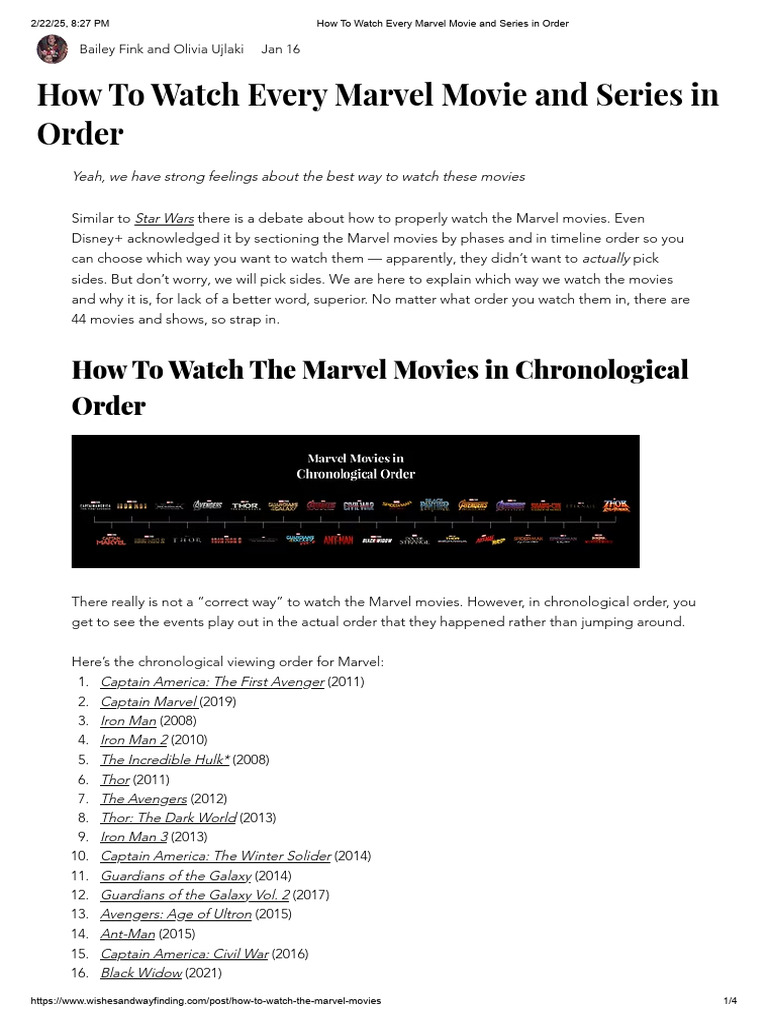 How to Watch Every Marvel Movie and Series in Order | PDF | Marvel ...