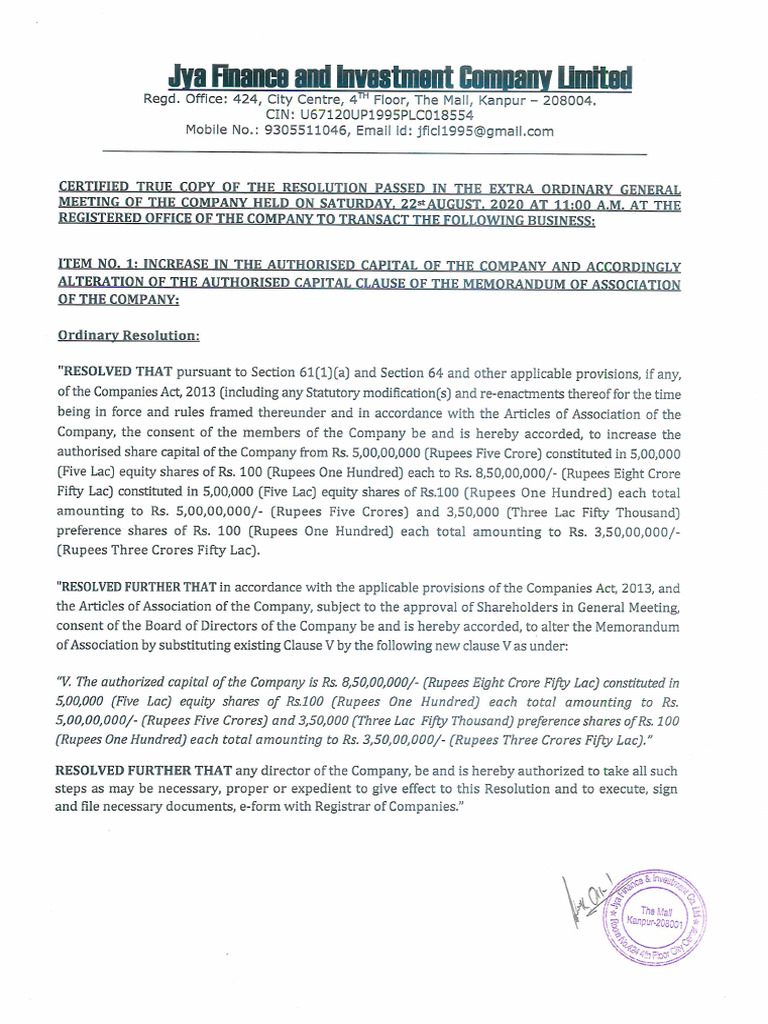 EGM Resolution | PDF