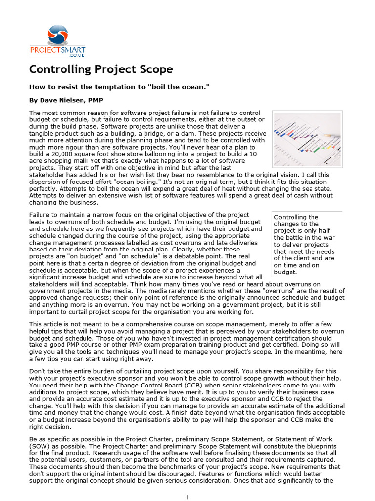 Controlling Project Scope | PDF | Project Management | Project ...
