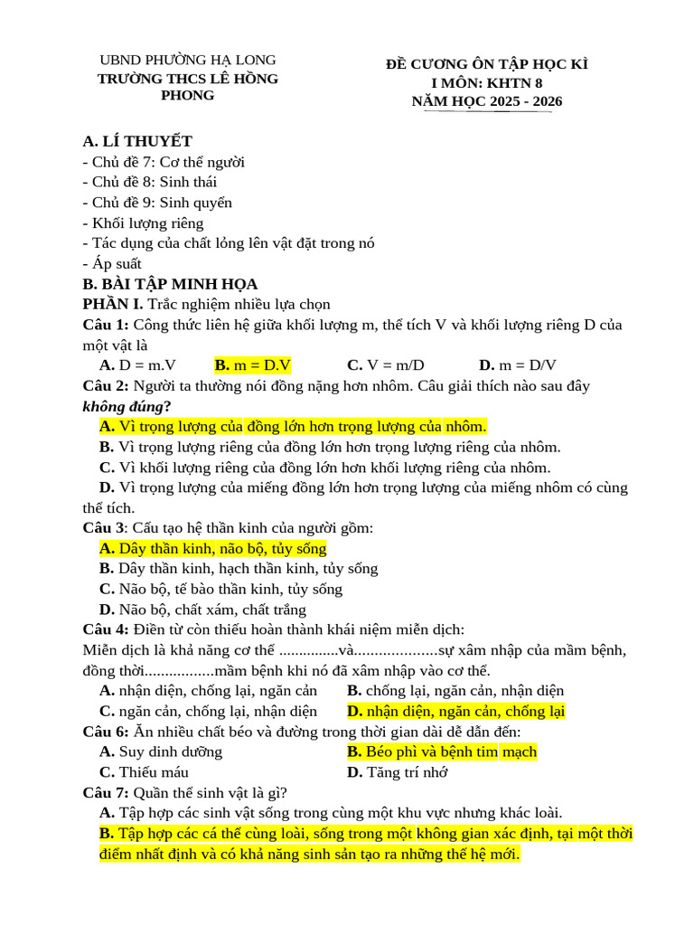 KHTN 8 - 1 | PDF