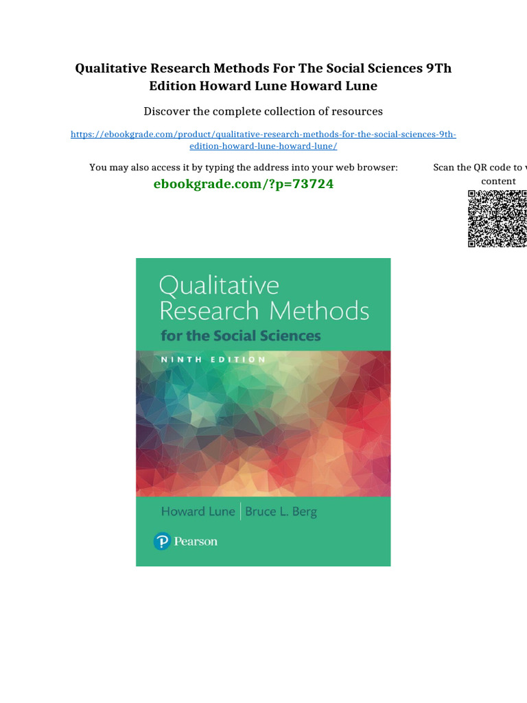 Qualitative Research Methods for the Social Sciences 9th Edition Howard ...