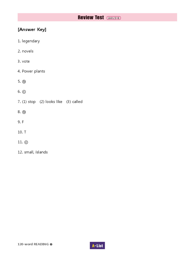 120R 2 Review Test 2 U5-8 Answer Key | PDF
