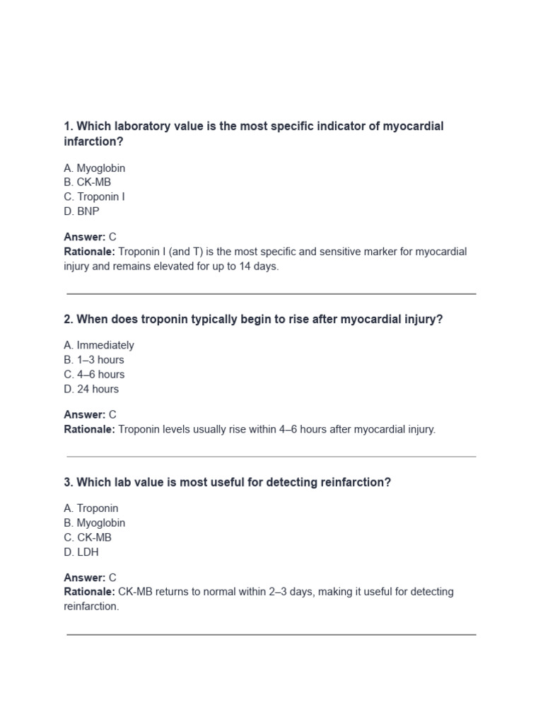 Myocardial Infarction Test Banks | PDF | Myocardial Infarction | Heart