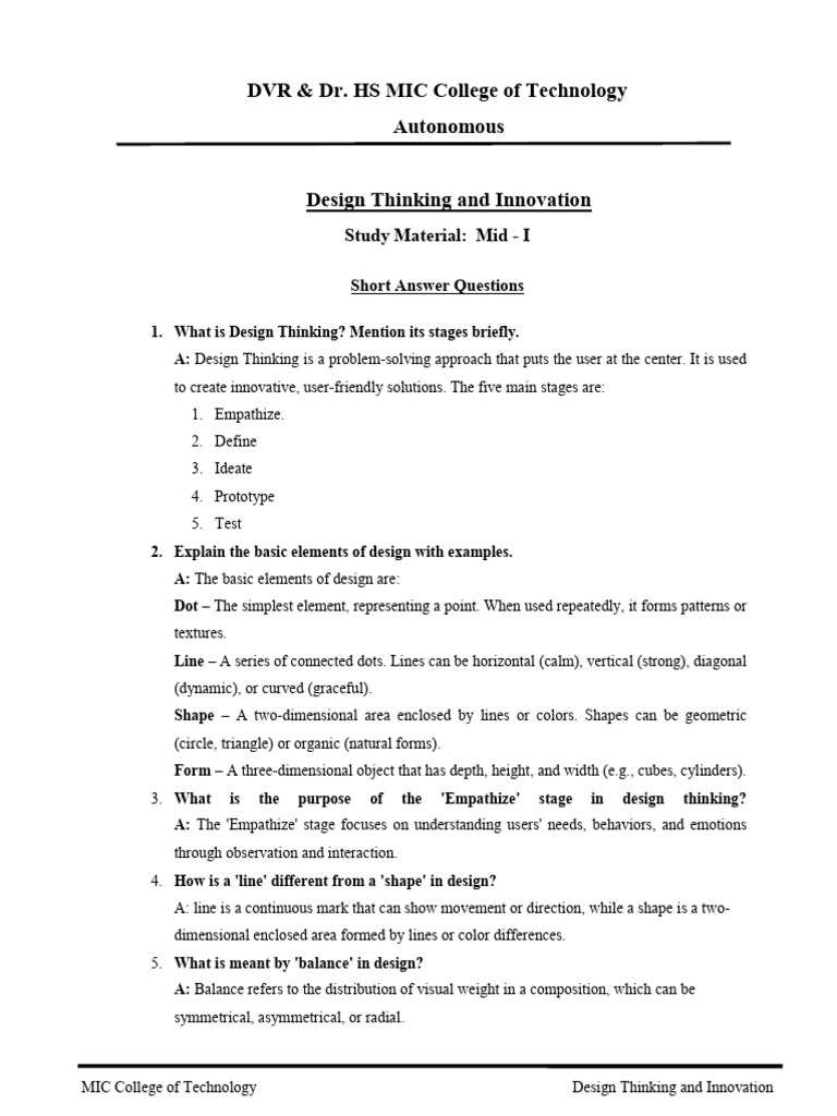 Design Thinking & Innovation Mid-1 | PDF | Design Thinking | Prototype