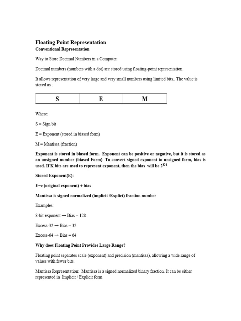 Floating Point Representation | PDF | Mathematical Notation ...