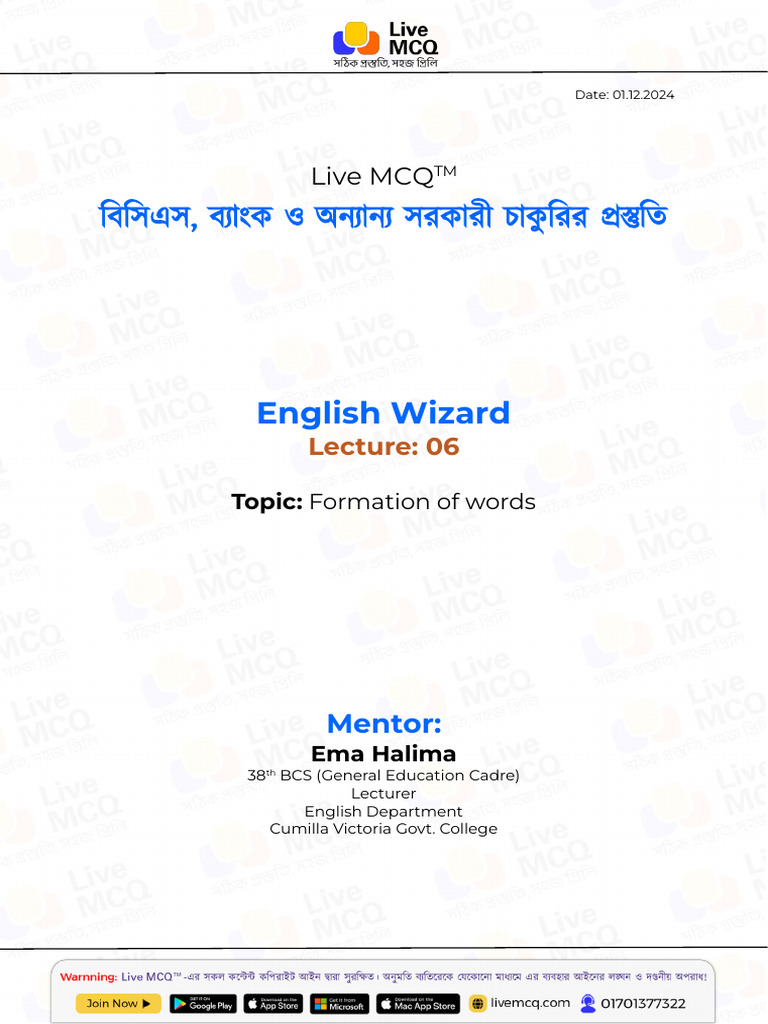 E.W Lecture-6 Formation of Word Wizard 5ZW2IfK | PDF | Noun | Linguistics