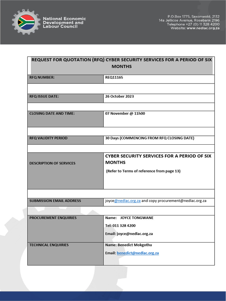 Request for Quotation Cyber Security 2023 | PDF | Computer Security ...