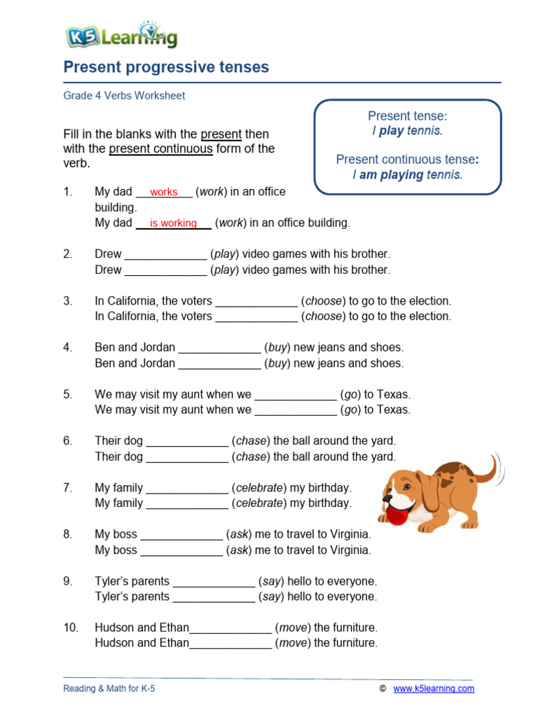 Grade 4 Present Progressive Tense B | PDF | Chess Openings | Chess