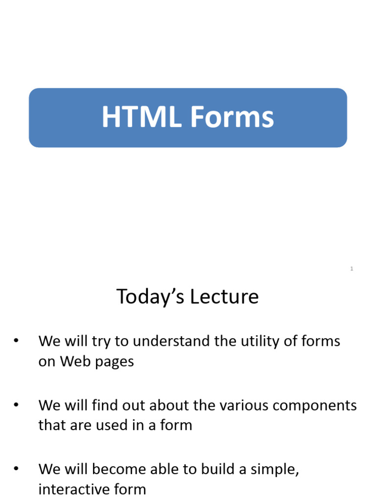 Lecture 4 (HTML Form Objects) | PDF | Computing | Web Development