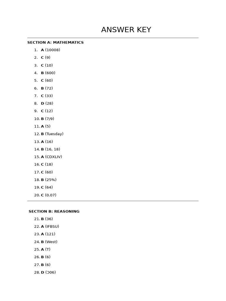 Answer Key | PDF