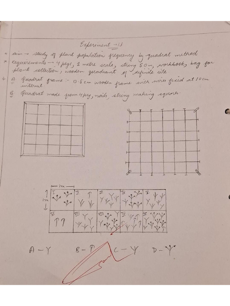 Study of Plant Population Frequency by Quadrant Method | PDF