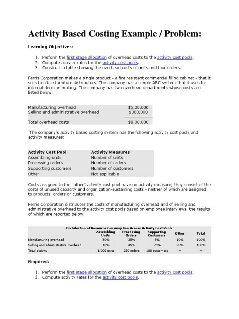 Activity Based Costing Example | PDF | Cost Accounting | Accountability