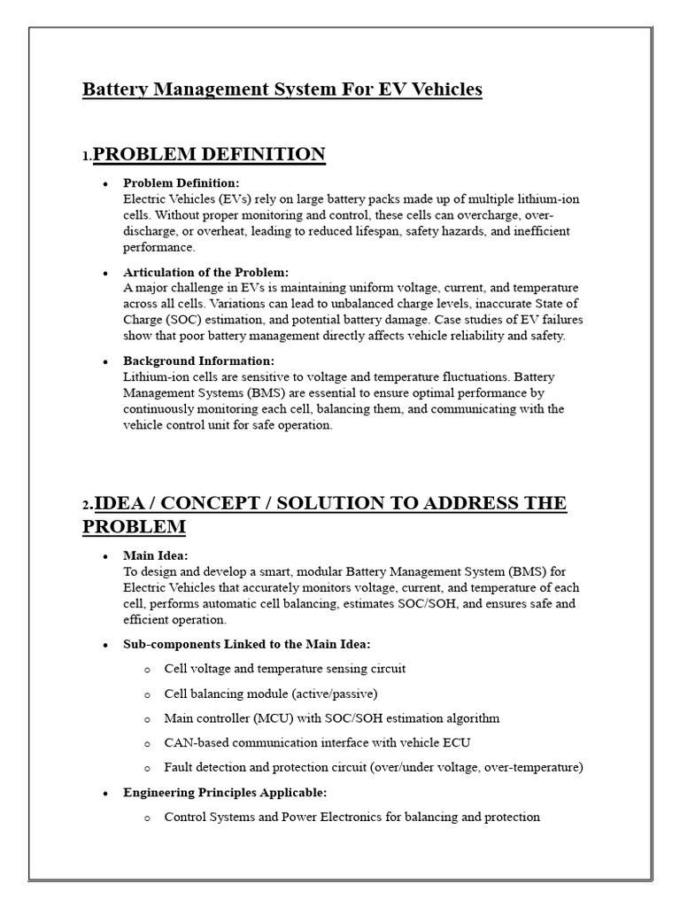 Battery Management System For EV Vehicles | PDF | Electric Vehicle ...
