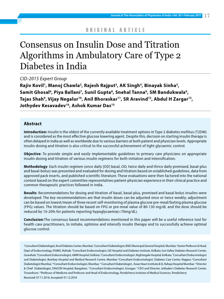 Consensus On Insulin Dosing | PDF | Diabetes Management | Hypoglycemia