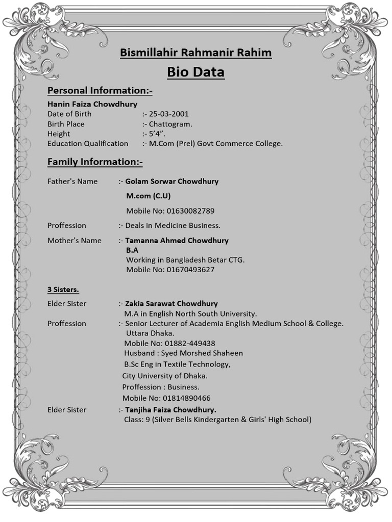 Bio Data | PDF