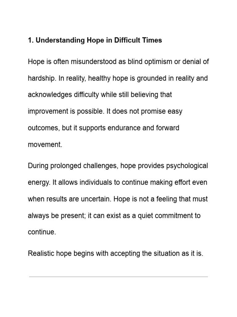 Maintaining Hope Without False Optimism | PDF | Hope | Psychological ...